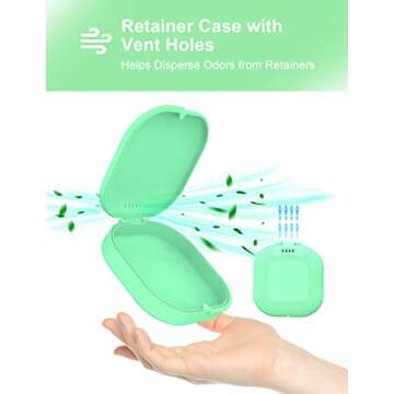 HEMILAB® Retainer Case, Slim Aligner Case with Vent Holes, Compatible with Invisalign, Mouth Guard Case, Cute Retainer Case with Retainer Removal Tool and Brush, Green