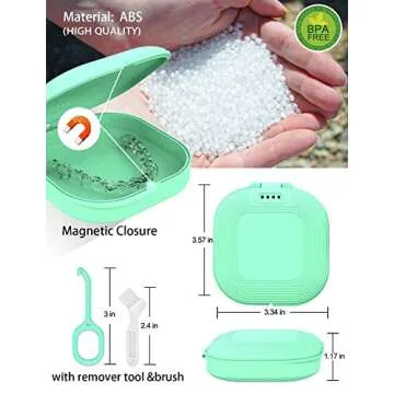 HEMILAB® Retainer Case, Slim Aligner Case with Vent Holes, Compatible with Invisalign, Mouth Guard Case, Cute Retainer Case with Retainer Removal Tool and Brush, Green