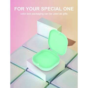 HEMILAB® Retainer Case, Slim Aligner Case with Vent Holes, Compatible with Invisalign, Mouth Guard Case, Cute Retainer Case with Retainer Removal Tool and Brush, Green