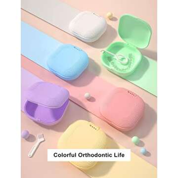 HEMILAB® Retainer Case, Slim Aligner Case with Vent Holes, Compatible with Invisalign, Mouth Guard Case, Cute Retainer Case with Retainer Removal Tool and Brush, Green