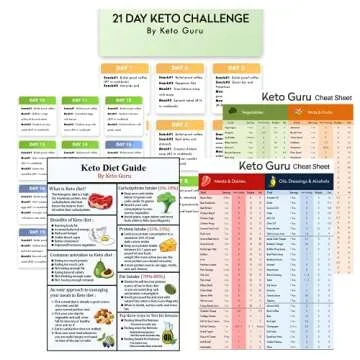 21 Day Keto Challenge Pack with Meal Plan| Keto Cheat Sheets for beginners big size 8"x11" Laminated |Ketogenic Diet 120 food list Quick Guide Reference Charts for weight loss|Keto recipes & cookbook