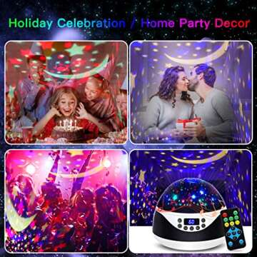 MOKOQI Night Light with Music & Timer, Star Light Projector - Sound Machine for Baby Sleeping, Birthday Gifts for Girls Boys 1-6-12, Remote Control Projection Lamp Invited Colour Starry Sky to Home