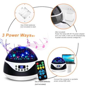MOKOQI Night Light with Music & Timer, Star Light Projector - Sound Machine for Baby Sleeping, Birthday Gifts for Girls Boys 1-6-12, Remote Control Projection Lamp Invited Colour Starry Sky to Home