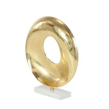 Deco 79 Aluminum Metal Geometric Decorative Sculpture Home Decor Statue with Marble Base, Accent Figurine 15" x 4" x 17", Gold