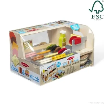 Melissa Doug Wooden Slice Stack Sandwich Counter Pretend Play