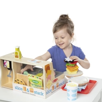 Melissa Doug Wooden Slice Stack Sandwich Counter Pretend Play