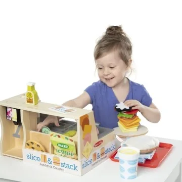 Melissa Doug Wooden Slice Stack Sandwich Counter Pretend Play