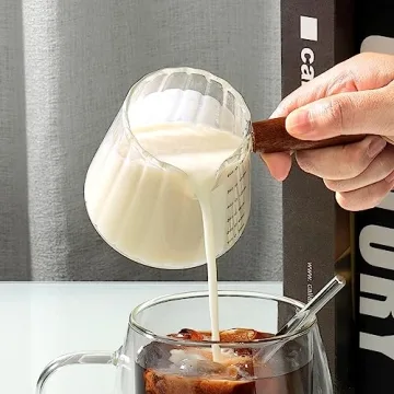 Joeyan 6 oz Glass Measuring Cup with Wooden Handle