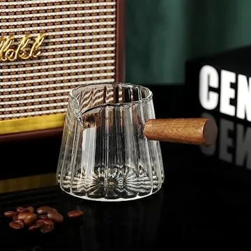 Joeyan 6 oz Glass Measuring Cup with Wooden Handle