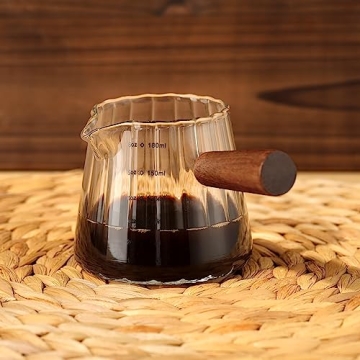Joeyan 6 oz Glass Measuring Cup with Wooden Handle