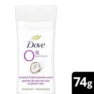 Dove 0% Aluminum Deodorant Stick Non-irritating Deodorant for Underarm Care Coconut and Pink Jasmine...