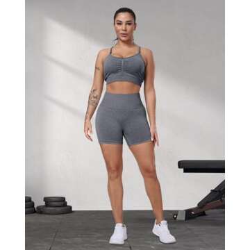 High Waisted Women's Scrunch Butt Gym Shorts in Dark Grey