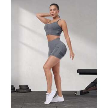 High Waisted Women's Scrunch Butt Gym Shorts in Dark Grey