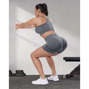 High Waisted Women's Scrunch Butt Gym Shorts in Dark Grey