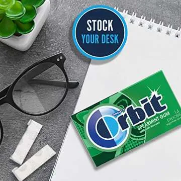 WRIGLEY'S ORBIT Chewing Gum Sugar-Free Spearmint - 12 Packs, 14 Pieces Each - Sugar-Free Gum, 168 Total Pieces Bulk Box