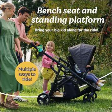 Graco Ready2Grow 2.0 Double Stroller Features Bench Seat and Standing Platform Options, Rafa