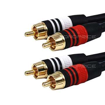 Monoprice Premium Two-Channel Audio Cable - 3 Feet - Black | 2 RCA Plug to 2 RCA Plug 22AWG, Male to...