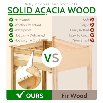 PrimeZone Acacia Wood Raised Garden Bed for Outdoor Spaces