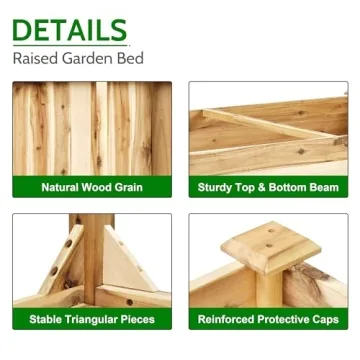 PrimeZone Acacia Wood Raised Garden Bed for Outdoor Spaces