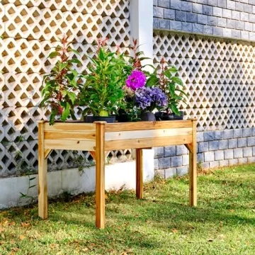PrimeZone Acacia Wood Raised Garden Bed for Outdoor Spaces