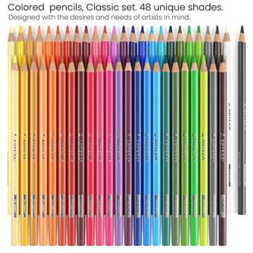 ARTEZA Colored Pencils - 48 Highly-Pigmented Soft Color Pencils for Artists