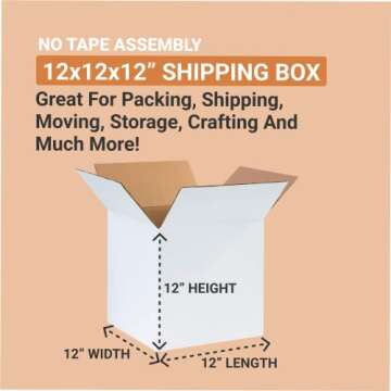 Aviditi Shipping Boxes Small 12"L x 12"W x 12"H, 25-Pack | Corrugated Cardboard Box for Packing, Mov...