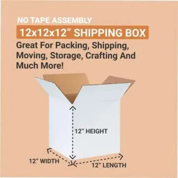 Aviditi Shipping Boxes Small 12"L x 12"W x 12"H, 25-Pack | Corrugated Cardboard Box for Packing, Mov...