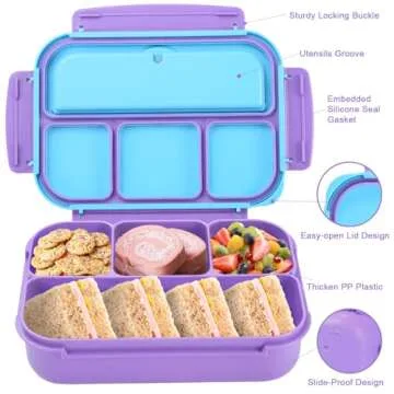 Shell and Turtle Bento Box with 4 Compartments for All Ages