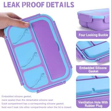 Shell and Turtle Bento Box with 4 Compartments for All Ages