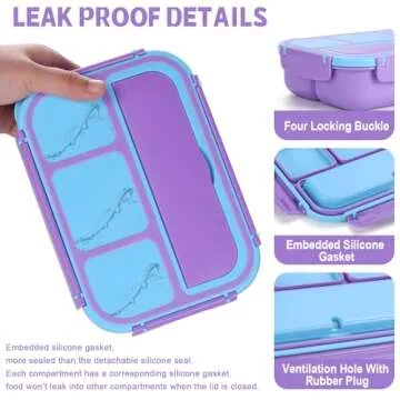 Shell and Turtle Bento Box with 4 Compartments for All Ages