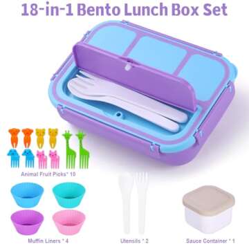 Shell and Turtle Bento Box with 4 Compartments for All Ages