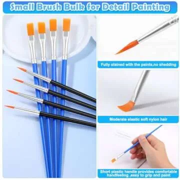 200 Pcs Small Paint Brushes Bulk, Anezus Kids Paint Brushes Detail Fine Brushes with Flat and Round Tip Acrylic Paint Brushes Set for Classroom Water Color Canvas Painting Touch Up