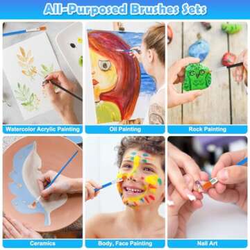 200 Pcs Small Paint Brushes Bulk, Anezus Kids Paint Brushes Detail Fine Brushes with Flat and Round Tip Acrylic Paint Brushes Set for Classroom Water Color Canvas Painting Touch Up