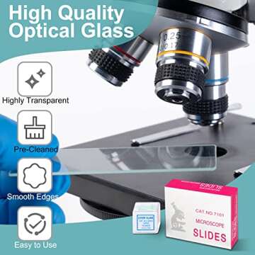 Unifrog Microscope Slides and Covers, Blank Glass Slides for Microscope Set - 50 Slides, 100 Coverslips - for Microscopy Experiments and Analysis, Suitable for Most Microscopes (Blank Glass)