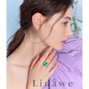 Linawe Turquoise Green Cubic Zirconia Ring for Women