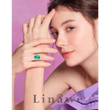 Linawe Turquoise Green Cubic Zirconia Ring for Women