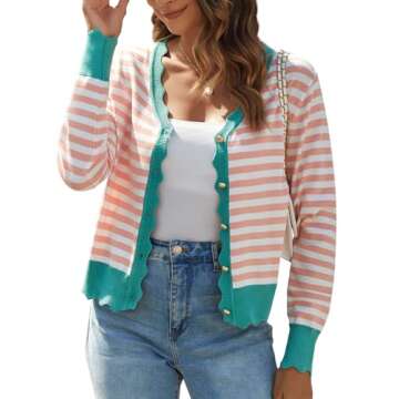 Teepie Women's Lightweight Cardigans Casual Long Sleeve V-Neck Button Print Sweaters Open Front Outerwear