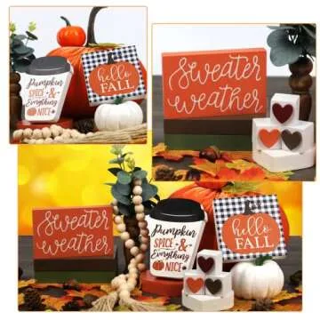DAZONGE 7PCS Rustic Fall Decor for Home