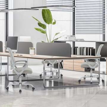 Office Computer Desk Managerial Executive Chair, Ergonomic Mid-Back Mesh Swivel Rolling Work with Wh...