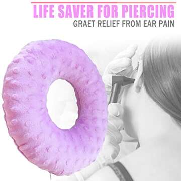 Ear Piercing Pillows for Side Sleeper with Ear Hole CNH Piercing Pillows Support Head Ear Pain Relief Ear Pressure Sore Side Sleeping Ear Guard, Minky Dot Lavender