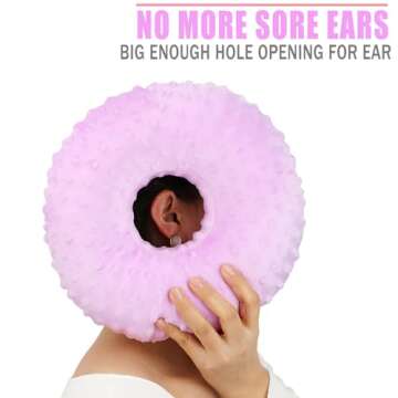 Ear Piercing Pillows for Side Sleeper with Ear Hole CNH Piercing Pillows Support Head Ear Pain Relief Ear Pressure Sore Side Sleeping Ear Guard, Minky Dot Lavender