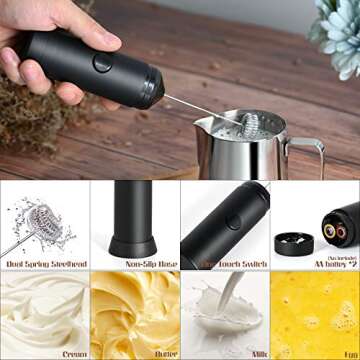 Milk Frother Handheld Latte Art Tools Set - Coffee Frother Electric Handheld, Milk Frother Pitcher, Coffee Shaker, Coffee Stencil, Coffee Spoon, Coffee Scoop, Latte Art Pen