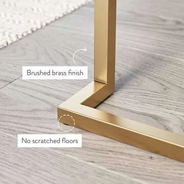 Nathan James Leighton Two-Drawer Writing Glam Accents Brass, Home Office Computer Desk or Vanity Table, 2, Black/Gold