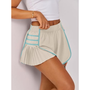 Caracilia Women's High Waisted Pleated Athletic Shorts