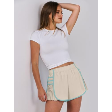 Caracilia Women's High Waisted Pleated Athletic Shorts