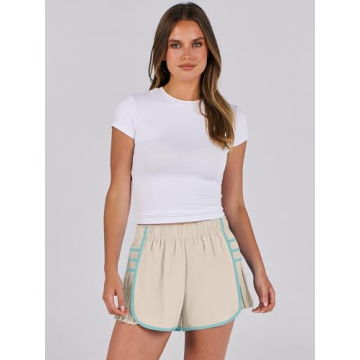 Caracilia Women's High Waisted Pleated Athletic Shorts