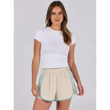 Caracilia Women's High Waisted Pleated Athletic Shorts