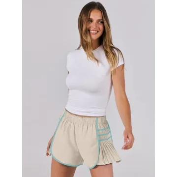 Caracilia Women's High Waisted Pleated Athletic Shorts