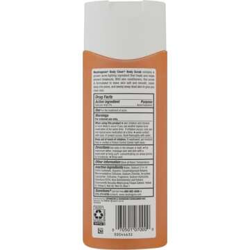Neutrogena Body Clear Oil Free Acne Body Scrub with Salicylic Acid Acne Treatment Medicine, Exfoliating Salicylic Acid Body Wash to Treat Acne on Back, Chest, and Shoulders, 8.5 fl. oz