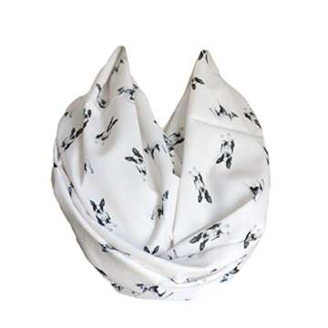 Etwoa Boston Terrier Cream Infinity Scarf Circle Loop Scarf - A Stylish Accessory